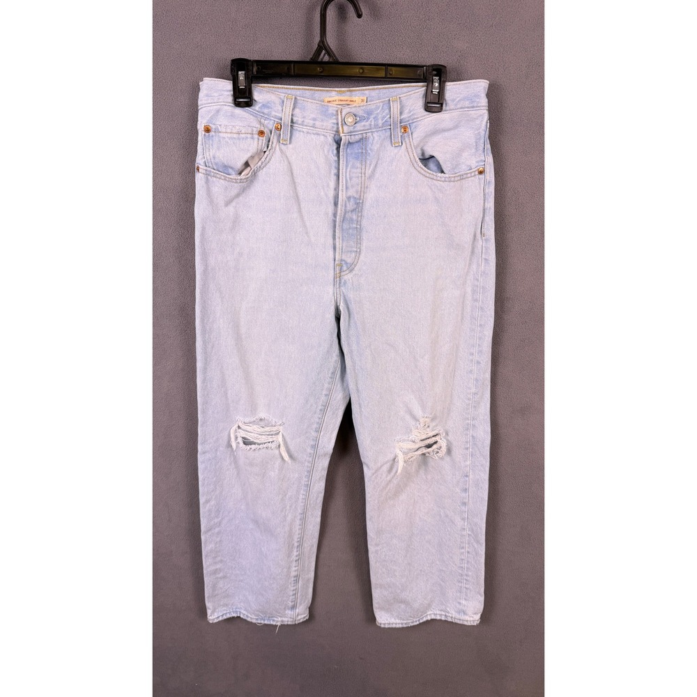 Levis Premium Ribcage Straight Ankle Women Jeans 31 Distressed High Rise